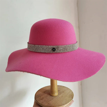 Chapeau fedora large bord coton - Rose foncé - M (56 - 58cm) | La boutique du chapeau