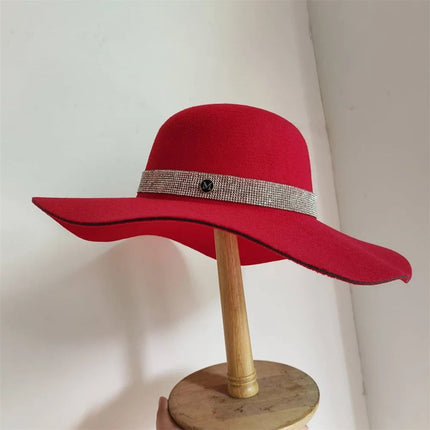 Chapeau fedora large bord coton - Rouge - M (56 - 58cm) | La boutique du chapeau