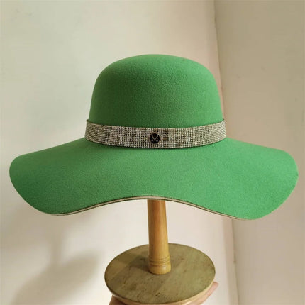 Chapeau fedora large bord coton - Vert - M (56 - 58cm) | La boutique du chapeau