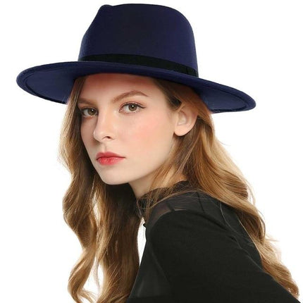 Chapeau Fédora en feutre de laine - Marine - M (56 - 58cm) | La boutique du chapeau