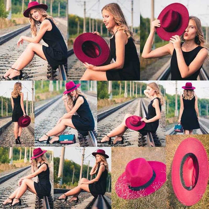 Chapeau Fédora en feutre de laine - Bordeaux - M (56 - 58cm) | La boutique du chapeau