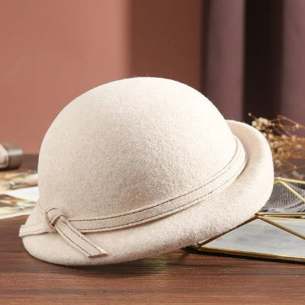 Chapeau fedora femme laine bord étroit hiver - Beige - M (56 - 58cm) | La boutique du chapeau