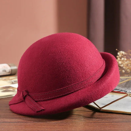 Chapeau fedora femme laine bord étroit hiver - Rouge - M (56 - 58cm) | La boutique du chapeau