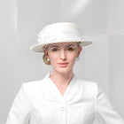 Chapeau fedora femme laine voile cérémonie - Blanc - M (56 - 58cm) | La boutique du chapeau