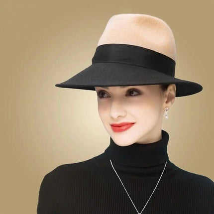 Chapeau fedora femme - Noir/beige - M (56 - 58cm) | La boutique du chapeau