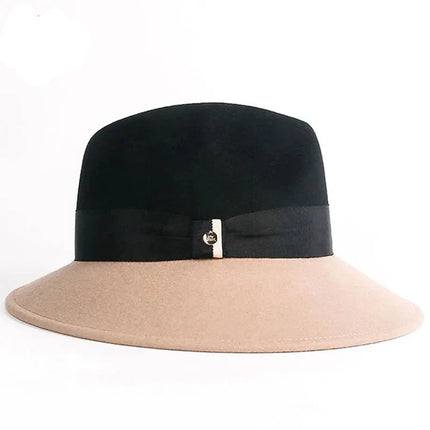 Chapeau fedora femme - Beige/noir - M (56 - 58cm) | La boutique du chapeau