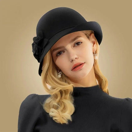 Chapeau fedora feutre femme - Noir - M (56 - 58cm) | La boutique du chapeau