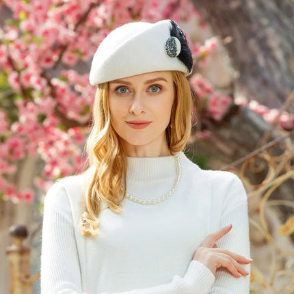Chapeau fedora laine femme - Blanc - | La boutique du chapeau