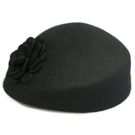 Chapeau fedora femme laine fleur extérieur - Noir - S (54 - 55cm) | La boutique du chapeau