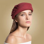 Chapeau fedora femme laine fleur extérieur - Bordeaux - S (54 - 55cm) | La boutique du chapeau