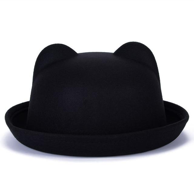Chapeau fedora oreilles de chat - Noir - S (54 - 55cm) | La boutique du chapeau