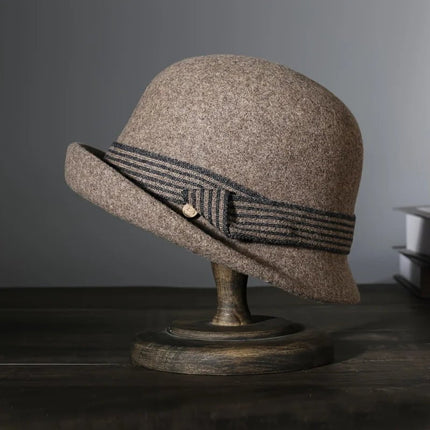 Chapeau fedora femme laine bord roulé décontracté - Gris clair - M (56 - 58cm) | La boutique du chapeau