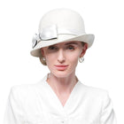 Chapeau fedora femme laine blanc hiver - Blanc - M (56 - 58cm) | La boutique du chapeau