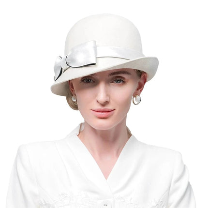 Chapeau fedora femme laine blanc hiver - Blanc - M (56 - 58cm) | La boutique du chapeau