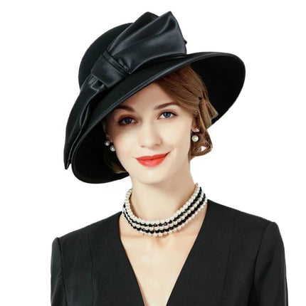 Chapeau fedora femme laine grand bord hiver - Noir - M (56 - 58cm) | La boutique du chapeau