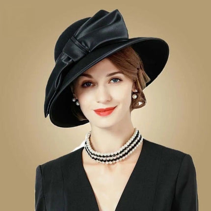 Chapeau fedora femme laine grand bord hiver - Noir - M (56 - 58cm) | La boutique du chapeau
