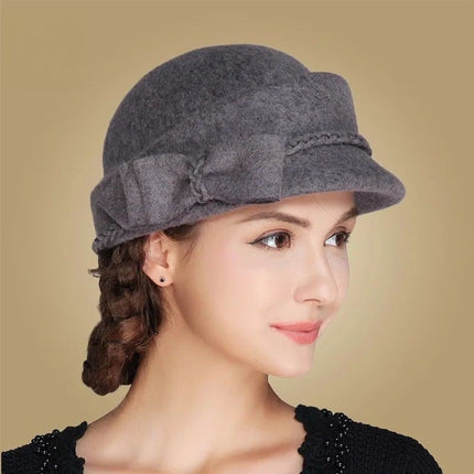 Chapeau fedora femme laine bord court hiver - Gris - M (56 - 58cm) | La boutique du chapeau