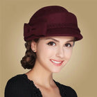 Chapeau fedora femme laine bord court hiver - Bordeaux - M (56 - 58cm) | La boutique du chapeau