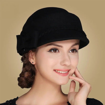 Chapeau fedora femme laine bord court hiver - Noir - M (56 - 58cm) | La boutique du chapeau