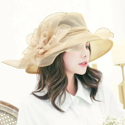 Chapeau femme organza fleur - Beige - B - M (56 - 58cm) | La boutique du chapeau