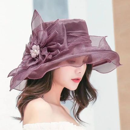 Chapeau femme organza fleur - Violet - B 1 - M (56 - 58cm) | La boutique du chapeau