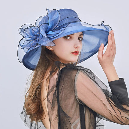 Chapeau femme organza - Bleu - M (56 - 58cm) | La boutique du chapeau