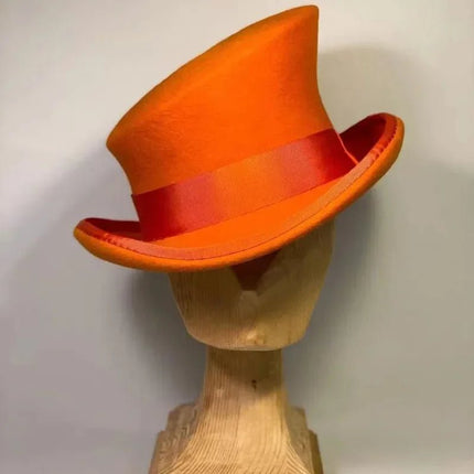 Chapeau haut de forme femme - Orange - M (56 - 58cm) | La boutique du chapeau