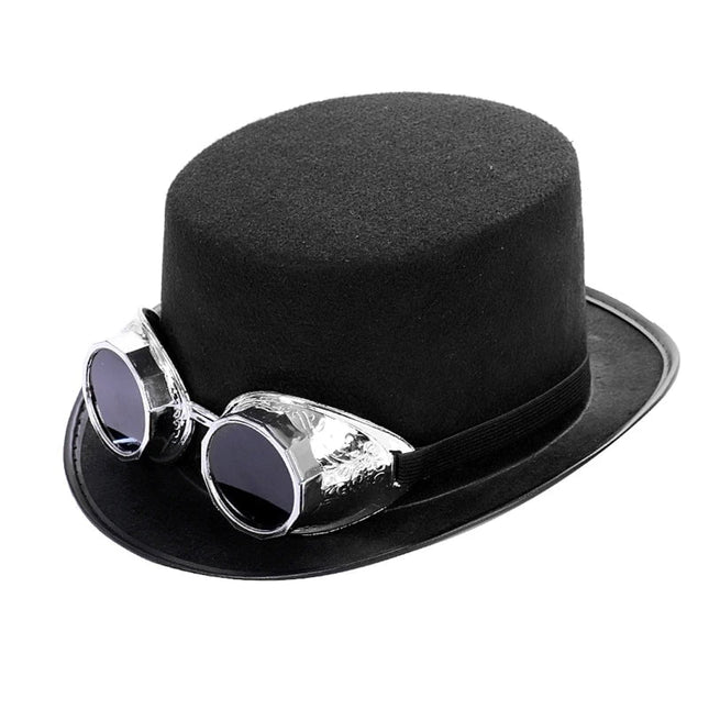 Chapeau haut de forme steampunk - Argent - Ajustable (du 54 au 59) | La boutique du chapeau