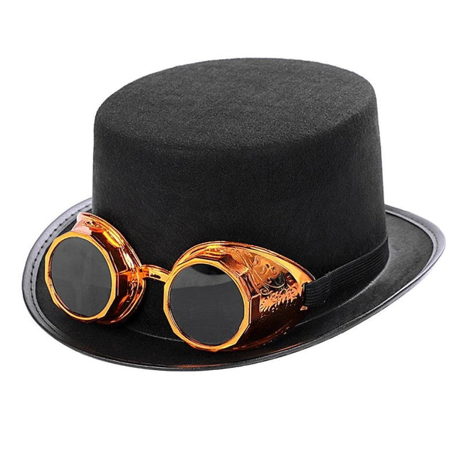 Chapeau haut de forme steampunk - Or - Ajustable (du 54 au 59) | La boutique du chapeau