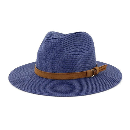Chapeau Panama sangle en cuir - Bleu clair - M (56 - 58cm) | La boutique du chapeau