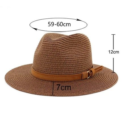 Chapeau Panama sangle en cuir - Bleu clair - M (56 - 58cm) | La boutique du chapeau