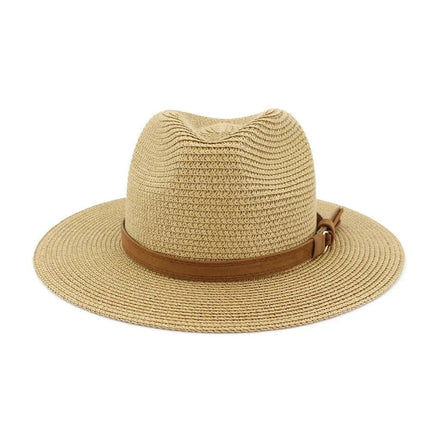 Chapeau Panama sangle en cuir - Bleu clair - M (56 - 58cm) | La boutique du chapeau