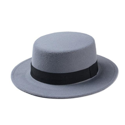 Chapeau plat en laine - Gris - M (56 - 58cm) | La boutique du chapeau
