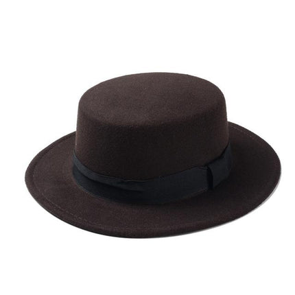 Chapeau plat en laine - Café - M (56 - 58cm) | La boutique du chapeau