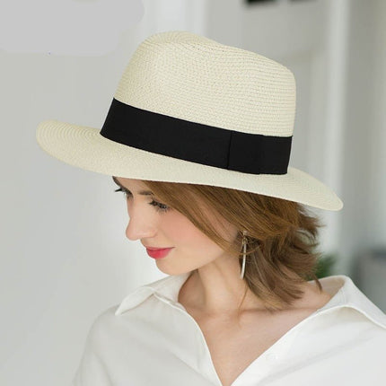 Chapeau unisexe en paille - Blanc - M (56 - 58cm) | La boutique du chapeau