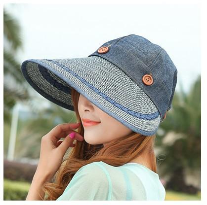 Chapeau visière large en paille - Gris - Ajustable (du 54 au 59) | La boutique du chapeau