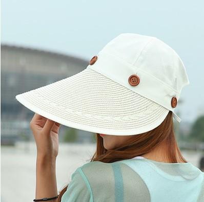 Chapeau visière large en paille - Gris - Ajustable (du 54 au 59) | La boutique du chapeau