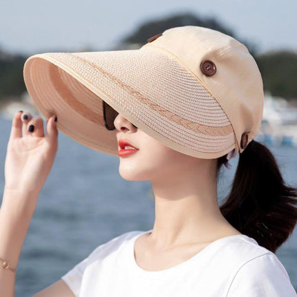Chapeau visière large en paille - Marron - Ajustable (du 54 au 59) | La boutique du chapeau