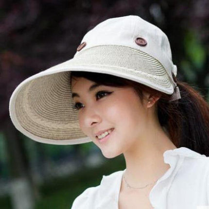 Chapeau visière large en paille - Beige - Ajustable (du 54 au 59) | La boutique du chapeau