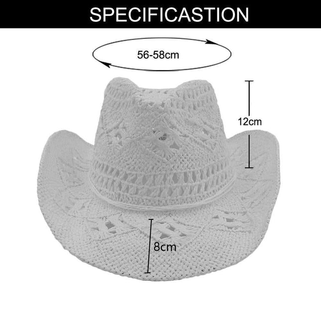 Chapeau western en paille - Noir - M (56 - 58cm) | La boutique du chapeau