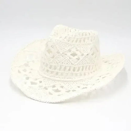 Chapeau western en paille - Blanc - M (56 - 58cm) | La boutique du chapeau