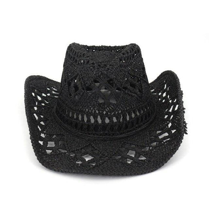 Chapeau western en paille - Noir - M (56 - 58cm) | La boutique du chapeau