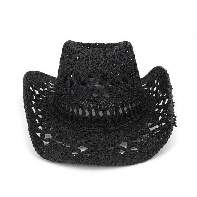 Chapeau western en paille - Noir - M (56 - 58cm) | La boutique du chapeau