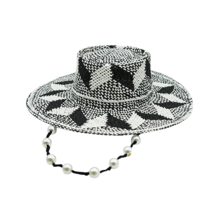 Chapeaux de paille à motif gris - Gris clair - M (56 - 58cm) | La boutique du chapeau