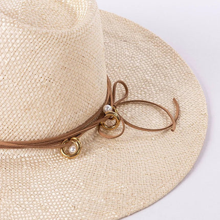 Chapeaux de paille avec chaine - Beige - M (56 - 58cm) | La boutique du chapeau