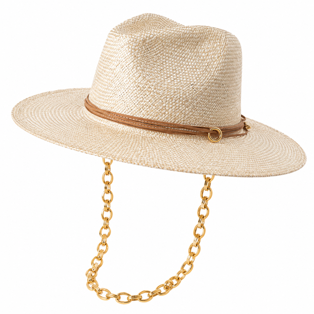 Chapeaux de paille avec chaine - Beige - M (56 - 58cm) | La boutique du chapeau