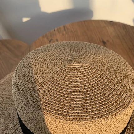 Chapeaux de paille rond à bord plat - Kaki - M (56 - 58cm) | La boutique du chapeau