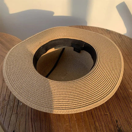 Chapeaux de paille rond à bord plat - Kaki - M (56 - 58cm) | La boutique du chapeau