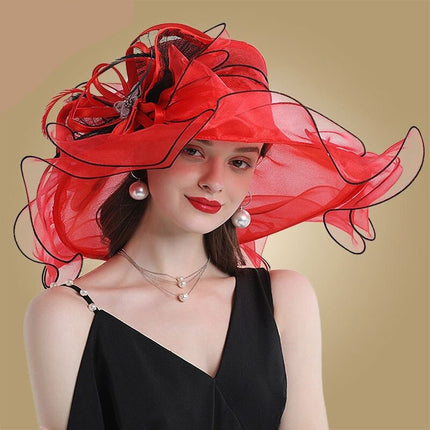 Chapeaux de soleil en organza - Rouge - M (56 - 58cm) | La boutique du chapeau