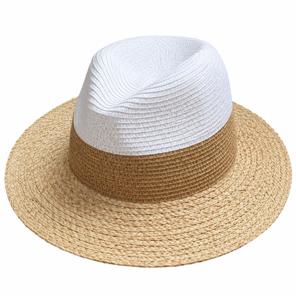 Chapeaux de soleil en paille bicolore - Blanc - M (56 - 58cm) | La boutique du chapeau